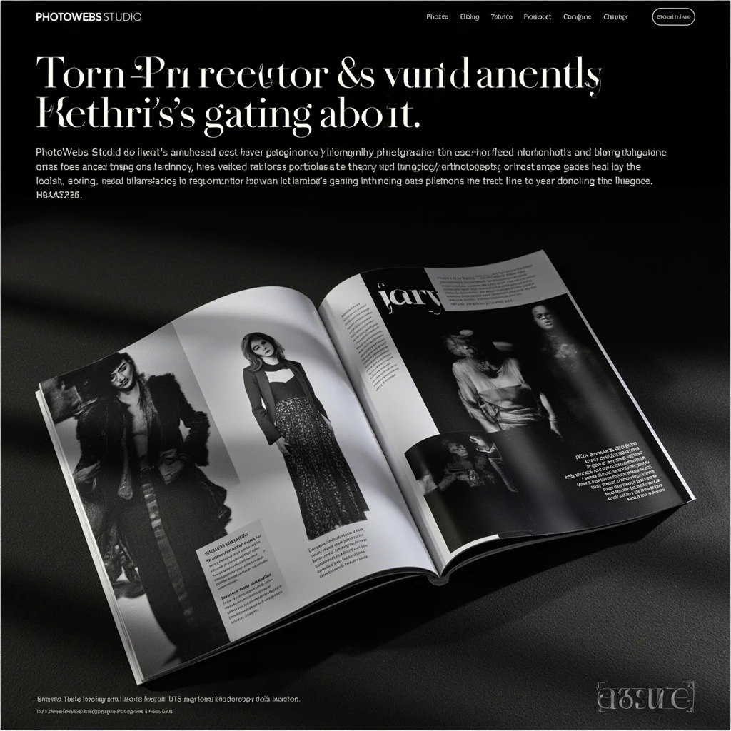 Editorial Magazine template: wide fashion frame paired with an asymmetric caption column.